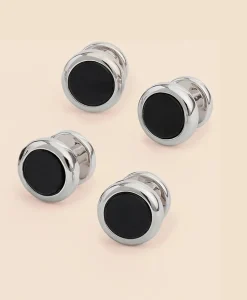 Sterling Silver Onyx Rhodium-Plated Cufflinks