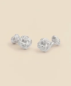 Sterling Silver Rhodium-Plated Knot Cufflinks