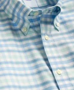 Stretch Cotton Non-Iron Oxford Polo Button Down, Plaid Sport Shirt