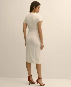 Stretch Crepe Short-Sleeve Sheath Dress