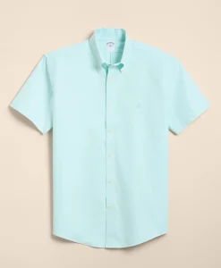 Stretch Non-Iron Cotton-Oxford Polo Button-Down Short-Sleeve Sport Shirt