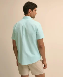 Stretch Non-Iron Cotton-Oxford Polo Button-Down Short-Sleeve Sport Shirt