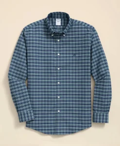 Stretch Non-Iron Oxford Button-Down Collar, Check Shirt