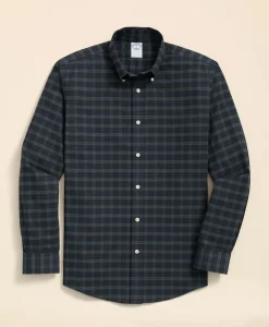 Stretch Non-Iron Oxford Button-Down Collar, Black Watch Shirt