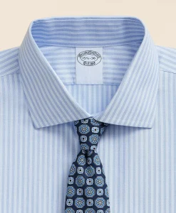 Stretch Supima® Cotton Non-Iron Royal Oxford English Spread Collar, Stripe Dress Shirt