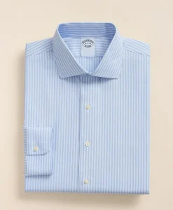 Stretch Supima® Cotton Non-Iron Royal Oxford English Spread Collar, Stripe Dress Shirt