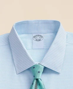Stretch Supima® Cotton Non-Iron Royal Oxford Ainsley Collar, Grid Check Dress Shirt