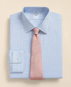 Stretch Supima® Cotton Non-Iron Royal Oxford Ainsley Collar, Grid Check Dress Shirt