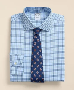 Stretch Supima® Cotton Non-Iron Royal Oxford English Spread Collar, Tattersall Dress Shirt