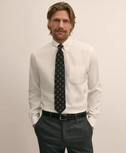 Stretch Supima® Cotton Non-Iron Twill Polo Button Down Collar, Heathered Sport Shirt