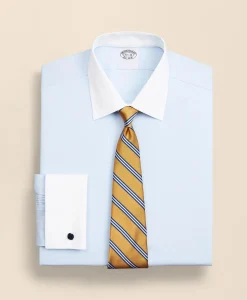 Stretch Supima® Cotton Non-Iron Pinpoint Oxford Contrast Ainsley Collar Dress Shirt