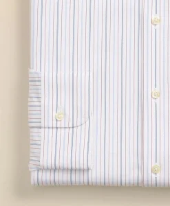 Stretch Supima® Cotton Non-Iron Broadcloth Button Down Collar, Striped Dress Shirt