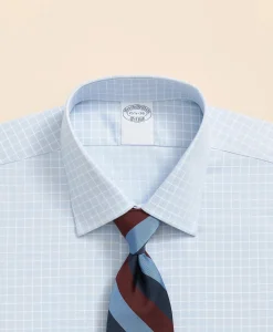 Stretch Supima® Cotton Non-Iron Textured Dobby Ainsley Collar, Graph Check Dress Shirt