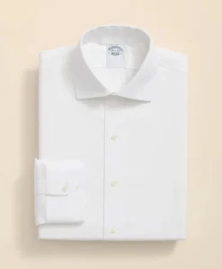 Stretch Supima® Cotton Non-Iron English Spread Collar, Herringbone Dress Shirt