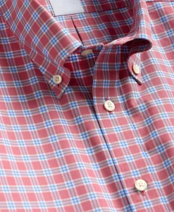 Stretch Supima® Cotton Non-Iron Broadcloth Polo Button-Down Collar, Check Sport Shirt