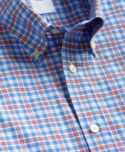 Stretch Supima® Cotton Non-Iron Broadcloth Polo Button-Down Collar, Check Sport Shirt