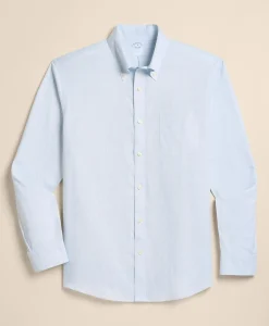 Stretch Supima® Cotton Non-Iron Twill Polo Button Down Collar, Glen Plaid Sport Shirt
