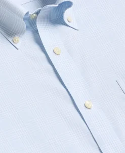 Stretch Supima® Cotton Non-Iron Twill Polo Button Down Collar, Glen Plaid Sport Shirt