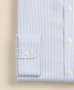 Stretch Supima® Cotton Non-Iron Broadcloth Ainsley Spread Collar Striped Dress Shirt