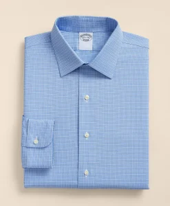 Stretch Supima® Cotton Non-Iron Royal Oxford Ainsley Collar, Ground Check Dress Shirt