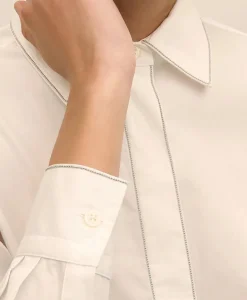 Supima® Cotton Beaded-Trim Poplin Shirt