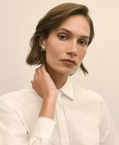 Supima® Cotton Beaded-Trim Poplin Shirt
