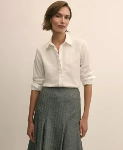 Supima® Cotton Beaded-Trim Poplin Shirt