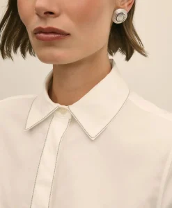 Supima® Cotton Beaded-Trim Poplin Shirt