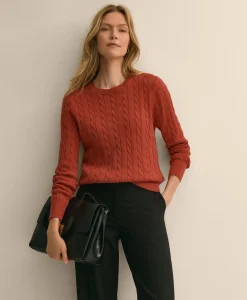 Supima® Cotton Cable Crewneck Sweater