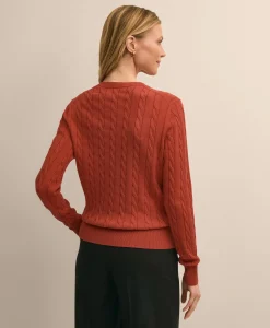 Supima® Cotton Cable Crewneck Sweater