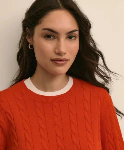 Supima® Cotton Cable Crewneck Sweater
