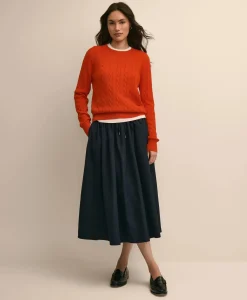 Supima® Cotton Cable Crewneck Sweater