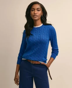 Supima® Cotton Cable Crewneck Sweater