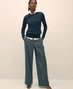 Supima® Cotton Cable Crewneck Sweater