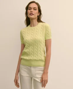 Supima® Cotton Cable Short-Sleeve Sweater