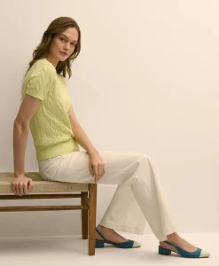 Supima® Cotton Cable Short-Sleeve Sweater