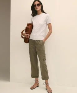 Supima® Cotton Cable Short-Sleeve Sweater Shell
