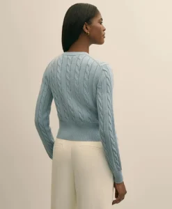 Supima® Cotton Cropped Cable Cardigan