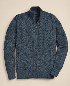 Supima® Cotton Full-Zip Cable Sweater