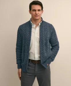 Supima® Cotton Full-Zip Cable Sweater