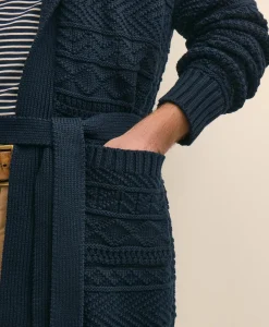 Supima® Cotton Jacquard Belted Shawl Cardigan