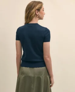 Supima® Cotton Jersey Short-Sleeve Sweater