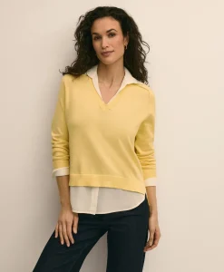 Supima® Cotton Layered Sweater-Shirt