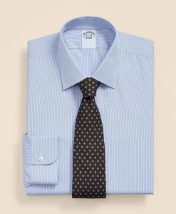 Supima® Cotton Non-Iron Dobby Ainsley Collar Striped Dress Shirt