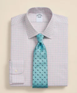 Supima® Cotton Non-Iron Pinpoint Oxford Ainsley Collar, Check Dress Shirt