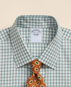 Supima® Cotton Non-Iron Pinpoint Oxford Ainsley Collar, Windowpane Dress Shirt