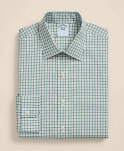 Supima® Cotton Non-Iron Pinpoint Oxford Ainsley Collar, Windowpane Dress Shirt