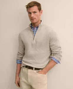 Supima® Cotton Pique Quarter-Zip Sweater