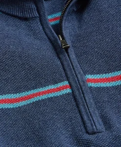 Supima® Cotton Pique Striped Quarter-Zip Sweater