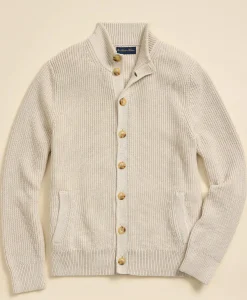 Supima® Cotton Ribbed Mock Neck Cardigan